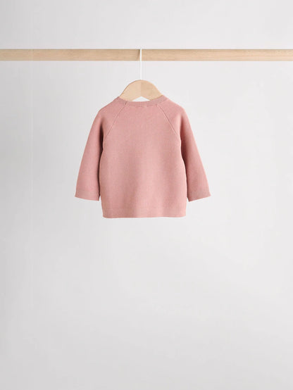 |BabyGirl| Conjunto De 2 Peças De Suéter e Leggings De Tricô Rosa Para Bebê (0 meses a 2 anos)