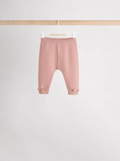 |BabyGirl| Conjunto De 2 Peças De Suéter e Leggings De Tricô Rosa Para Bebê (0 meses a 2 anos)