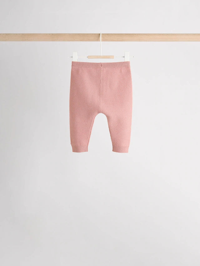 |BabyGirl| Conjunto De 2 Peças De Suéter e Leggings De Tricô Rosa Para Bebê (0 meses a 2 anos)