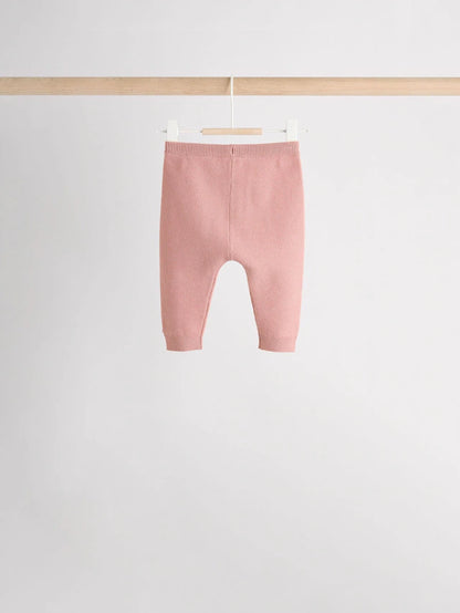 |BabyGirl| Conjunto De 2 Peças De Suéter e Leggings De Tricô Rosa Para Bebê (0 meses a 2 anos)