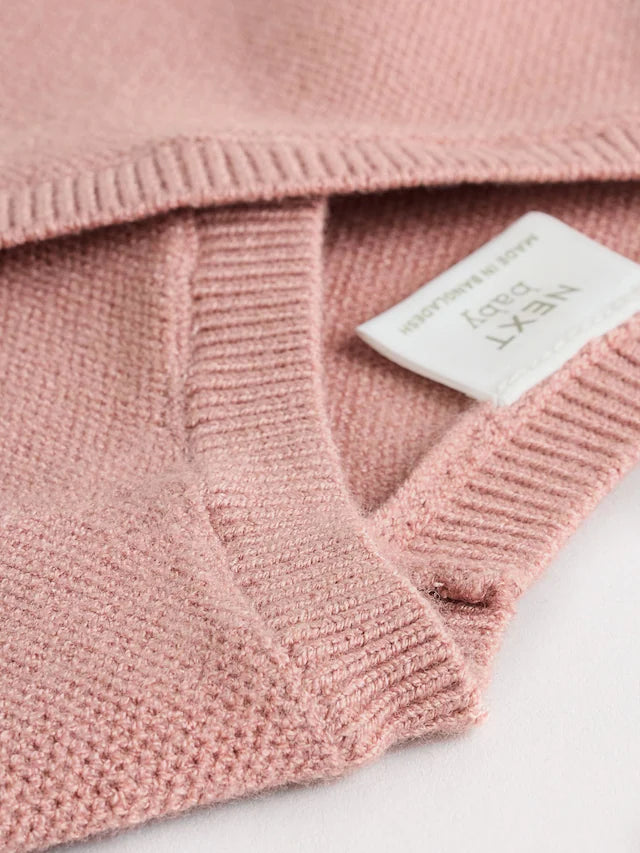 |BabyGirl| Conjunto De 2 Peças De Suéter e Leggings De Tricô Rosa Para Bebê (0 meses a 2 anos)