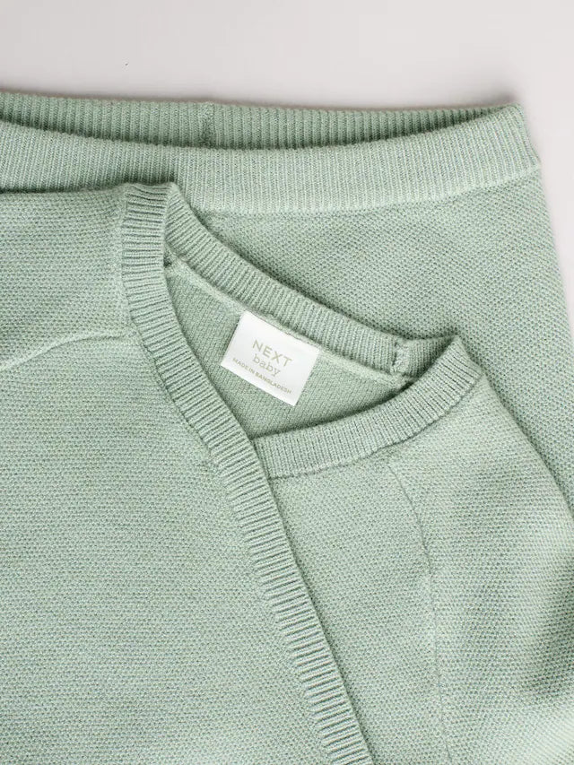 |BabyBoy| Conjunto De 2 Peças De Suéter e Leggings De Tricô Verde-Sálvia Para Bebê (0 meses a 2 anos)