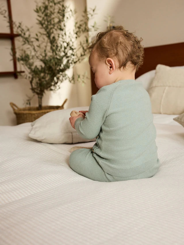 |BabyBoy| Conjunto De 2 Peças De Suéter e Leggings De Tricô Verde-Sálvia Para Bebê (0 meses a 2 anos)