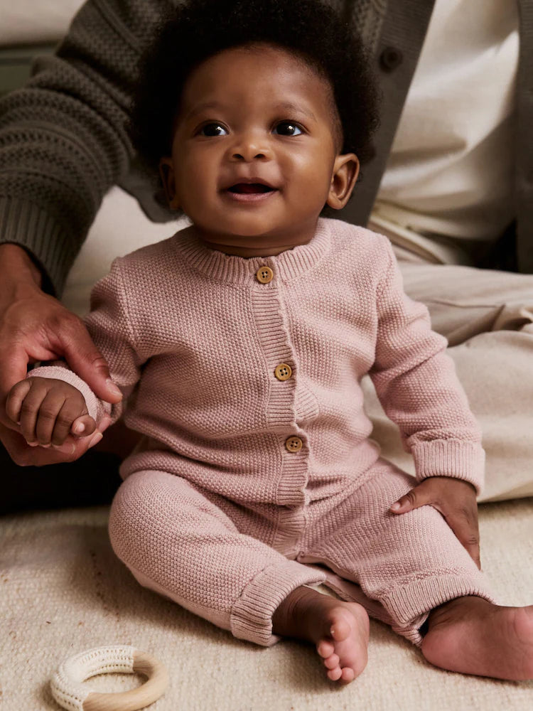 |BabyBoy| Macacão De Tricô Rosa Para Bebê (0 meses a 3 anos)