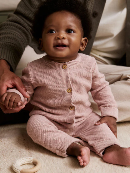 |BabyBoy| Macacão De Tricô Rosa Para Bebê (0 meses a 3 anos)