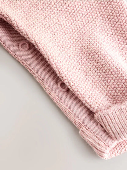 |BabyBoy| Macacão De Tricô Rosa Para Bebê (0 meses a 3 anos)