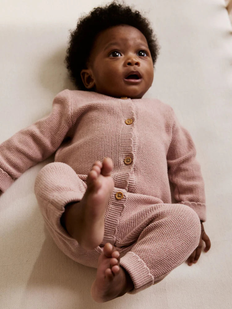 |BabyBoy| Macacão De Tricô Rosa Para Bebê (0 meses a 3 anos)