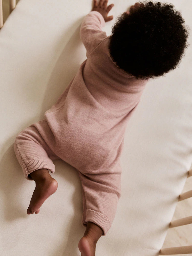 |BabyBoy| Macacão De Tricô Rosa Para Bebê (0 meses a 3 anos)