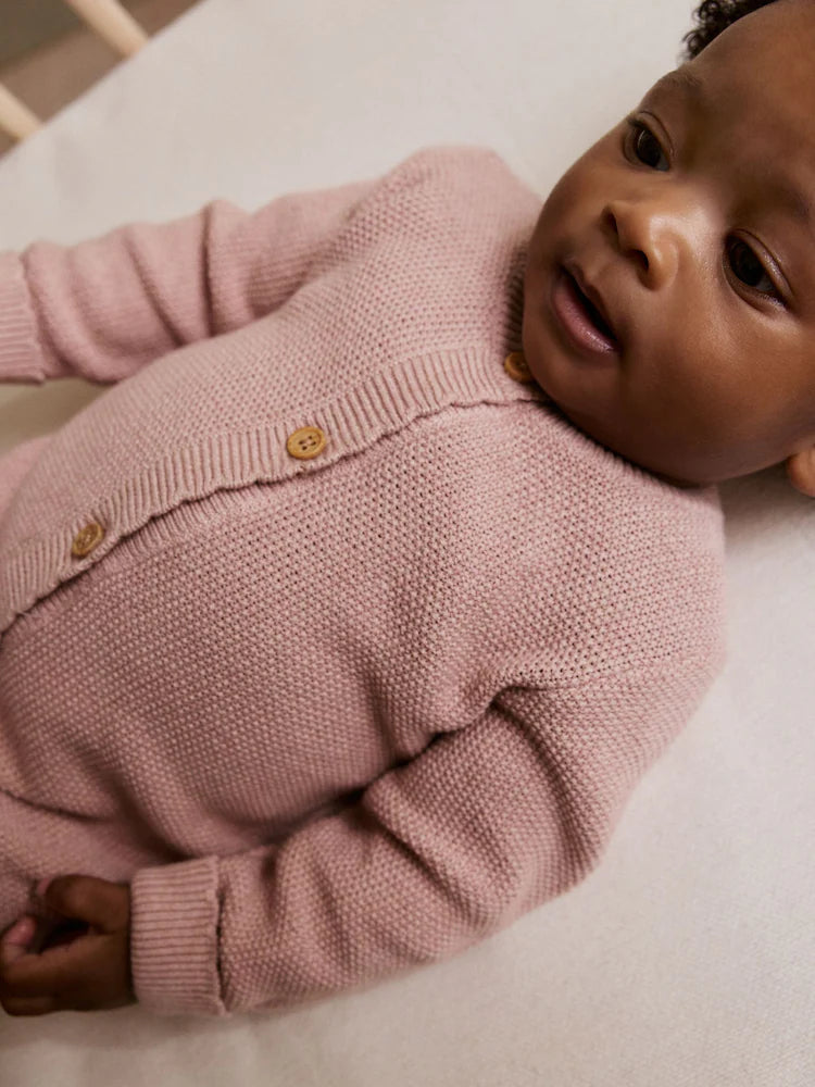 |BabyBoy| Macacão De Tricô Rosa Para Bebê (0 meses a 3 anos)