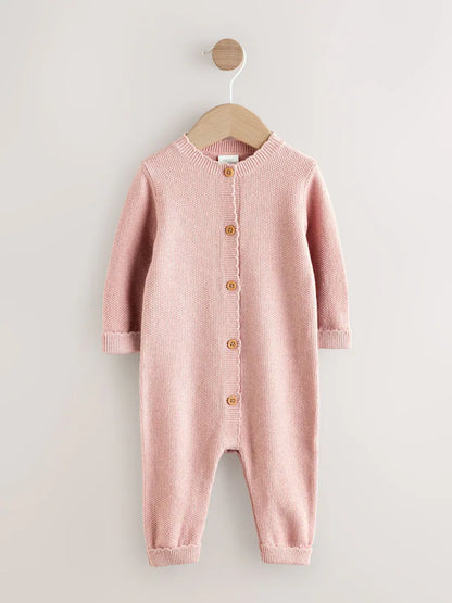 |BabyBoy| Macacão De Tricô Rosa Para Bebê (0 meses a 3 anos)