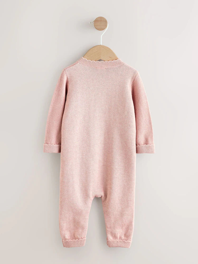 |BabyBoy| Macacão De Tricô Rosa Para Bebê (0 meses a 3 anos)