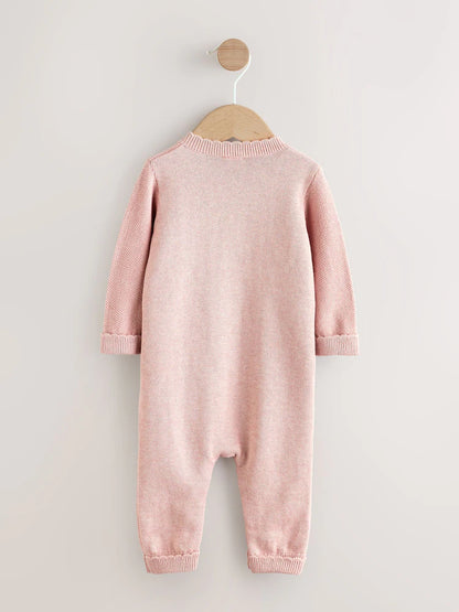 |BabyBoy| Macacão De Tricô Rosa Para Bebê (0 meses a 3 anos)