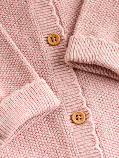 |BabyBoy| Macacão De Tricô Rosa Para Bebê (0 meses a 3 anos)