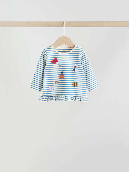 |BabyGirl| Conjunto De Blusa e Leggings De Manga Comprida Vermelho/Azul/Creme, 6 Peças (0 meses a 3 anos)