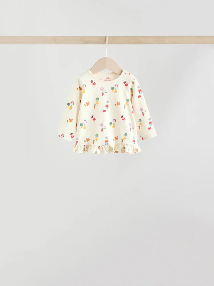 |BabyGirl| Conjunto De Blusa e Leggings De Manga Comprida Vermelho/Azul/Creme, 6 Peças (0 meses a 3 anos)