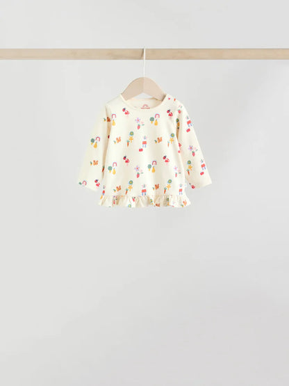 |BabyGirl| Conjunto De Blusa e Leggings De Manga Comprida Vermelho/Azul/Creme, 6 Peças (0 meses a 3 anos)