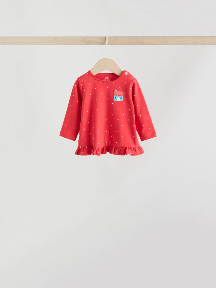 |BabyGirl| Conjunto De Blusa e Leggings De Manga Comprida Vermelho/Azul/Creme, 6 Peças (0 meses a 3 anos)