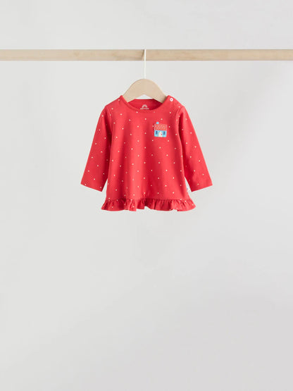 |BabyGirl| Conjunto De Blusa e Leggings De Manga Comprida Vermelho/Azul/Creme, 6 Peças (0 meses a 3 anos)