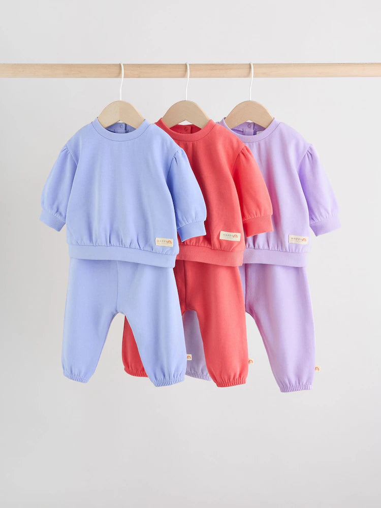 |BabyGirl| Conjunto De 6 Peças De Moletom e Calça De Moletom Roxo/Rosa/Azul Para Bebê (0 meses a 2 anos)