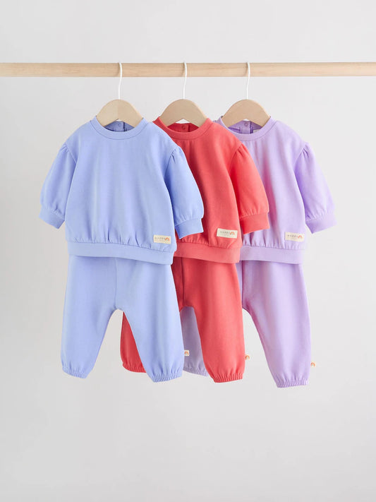 |BabyGirl| Conjunto De 6 Peças De Moletom e Calça De Moletom Roxo/Rosa/Azul Para Bebê (0 meses a 2 anos)