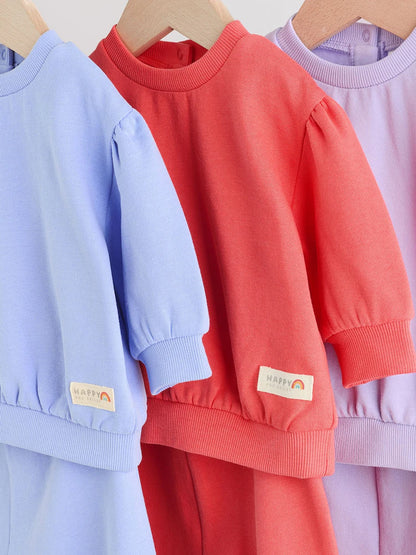 |BabyGirl| Conjunto De 6 Peças De Moletom e Calça De Moletom Roxo/Rosa/Azul Para Bebê (0 meses a 2 anos)