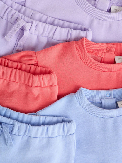 |BabyGirl| Conjunto De 6 Peças De Moletom e Calça De Moletom Roxo/Rosa/Azul Para Bebê (0 meses a 2 anos)