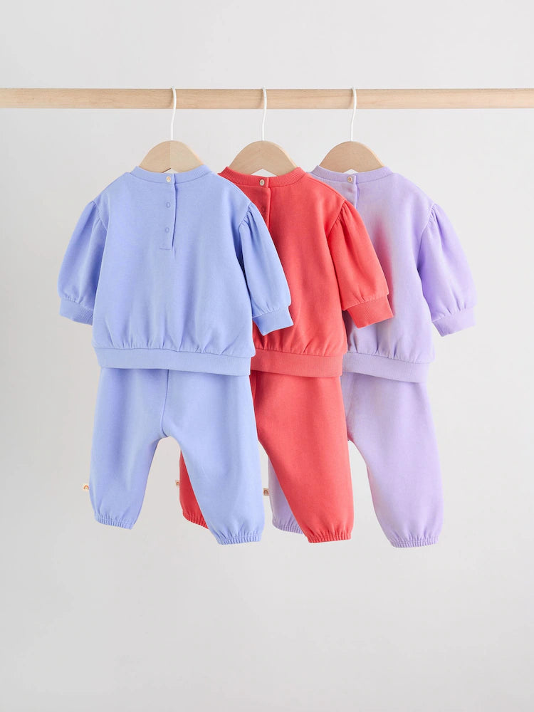 |BabyGirl| Conjunto De 6 Peças De Moletom e Calça De Moletom Roxo/Rosa/Azul Para Bebê (0 meses a 2 anos)