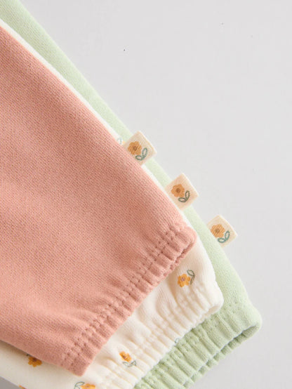 |BabyGirl| Conjunto De 6 peças De Moletom e Calça Jogger Infantil Verde Sálvia/Ferrugem/Creme Ditsy