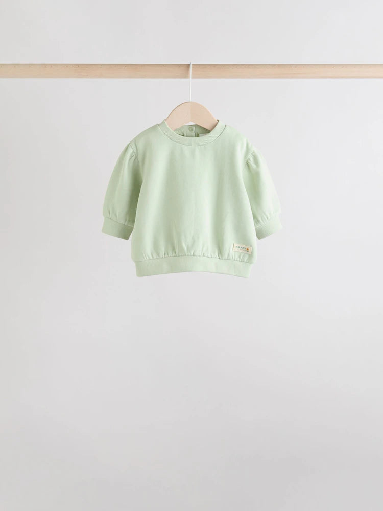 |BabyGirl| Conjunto De 6 Peças De Moletom e Calça De Moletom Infantil Verde Sálvia/Ferrugem/creme (0 meses a 2 anos)