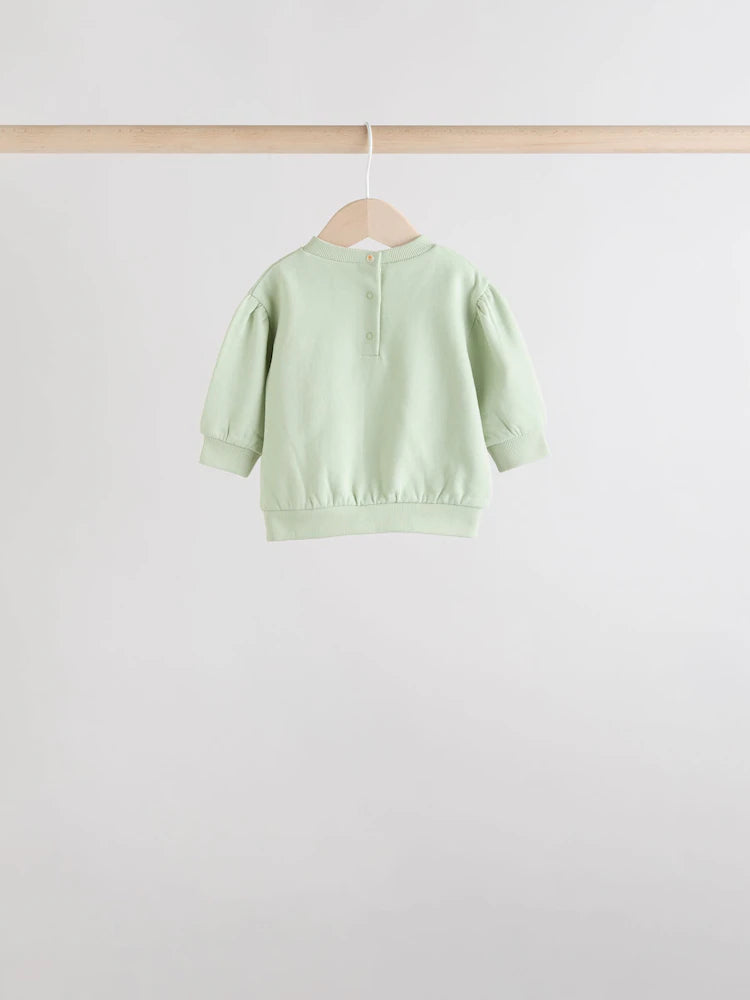 |BabyGirl| Conjunto De 6 Peças De Moletom e Calça De Moletom Infantil Verde Sálvia/Ferrugem/creme (0 meses a 2 anos)