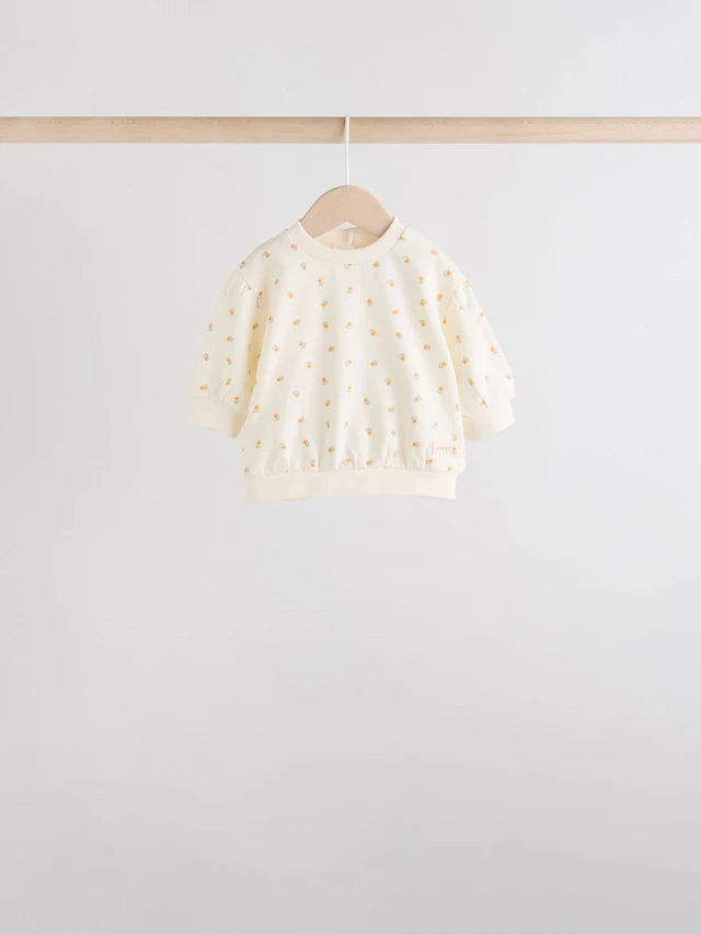 |BabyGirl| Conjunto De 6 peças De Moletom e Calça Jogger Infantil Verde Sálvia/Ferrugem/Creme Ditsy