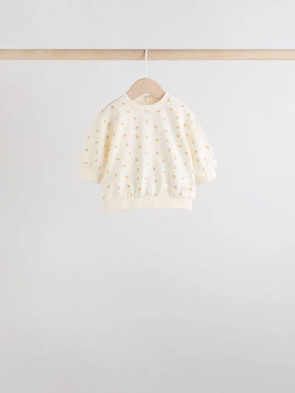 |BabyGirl| Conjunto De 6 peças De Moletom e Calça Jogger Infantil Verde Sálvia/Ferrugem/Creme Ditsy