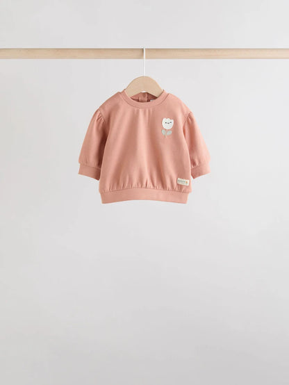 |BabyGirl| Conjunto De 6 peças De Moletom e Calça Jogger Infantil Verde Sálvia/Ferrugem/Creme Ditsy