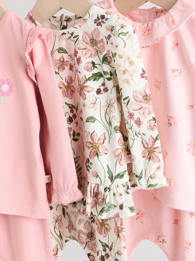 |BabyGirl| Conjunto De 6 Peças De Blusa e Leggings De Manga Comprida Com Personagem Coelho Rosa/Creme