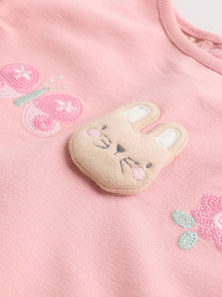 |BabyGirl| Conjunto De 6 Peças De Blusa e Leggings De Manga Comprida Com Personagem Coelho Rosa/Creme