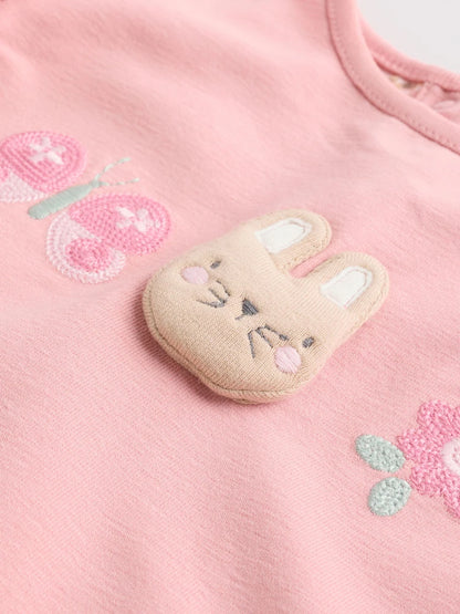 |BabyGirl| Conjunto De 6 Peças De Blusa e Leggings De Manga Comprida Com Personagem Coelho Rosa/Creme