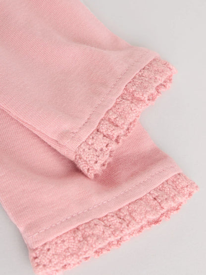 |BabyGirl| Conjunto De 6 Peças De Blusa e Leggings De Manga Comprida Com Personagem Coelho Rosa/Creme