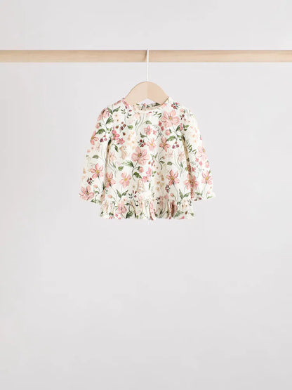 |BabyGirl| Conjunto De 6 Peças De Blusa e Leggings De Manga Comprida Com Personagem Coelho Rosa/Creme