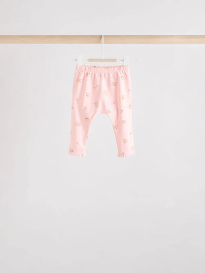 |BabyGirl| Conjunto De 6 Peças De Blusa e Leggings De Manga Comprida Com Personagem Coelho Rosa/Creme