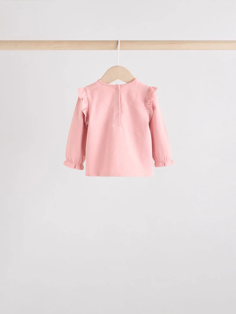 |BabyGirl| Conjunto De 6 Peças De Blusa e Leggings De Manga Comprida Com Personagem Coelho Rosa/Creme