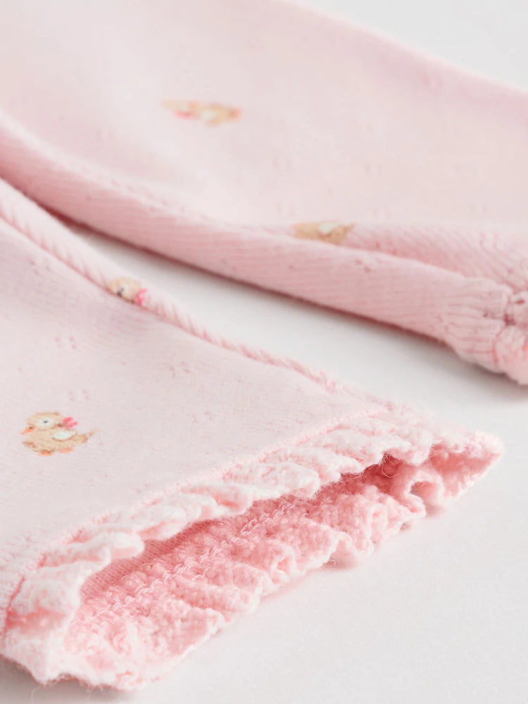 |BabyGirl| Pacote Com 4 Leggings Rosa/Marrom/Coração Para Bebês (0 meses a 2 anos)