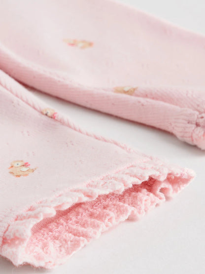 |BabyGirl| Pacote Com 4 Leggings Rosa/Marrom/Coração Para Bebês (0 meses a 2 anos)