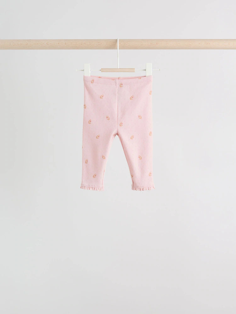 |BabyGirl| Pacote Com 4 Leggings Rosa/Marrom/Coração Para Bebês (0 meses a 2 anos)