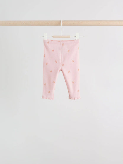 |BabyGirl| Pacote Com 4 Leggings Rosa/Marrom/Coração Para Bebês (0 meses a 2 anos)