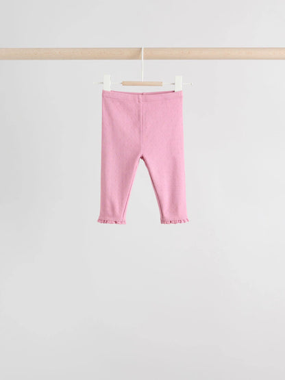 |BabyGirl| Pacote Com 4 Leggings Rosa/Marrom/Coração Para Bebês (0 meses a 2 anos)