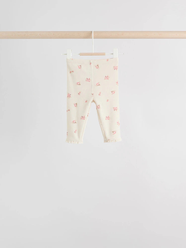|BabyGirl| Pacote Com 4 Leggings Rosa/Marrom/Coração Para Bebês (0 meses a 2 anos)