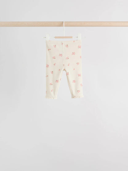 |BabyGirl| Pacote Com 4 Leggings Rosa/Marrom/Coração Para Bebês (0 meses a 2 anos)