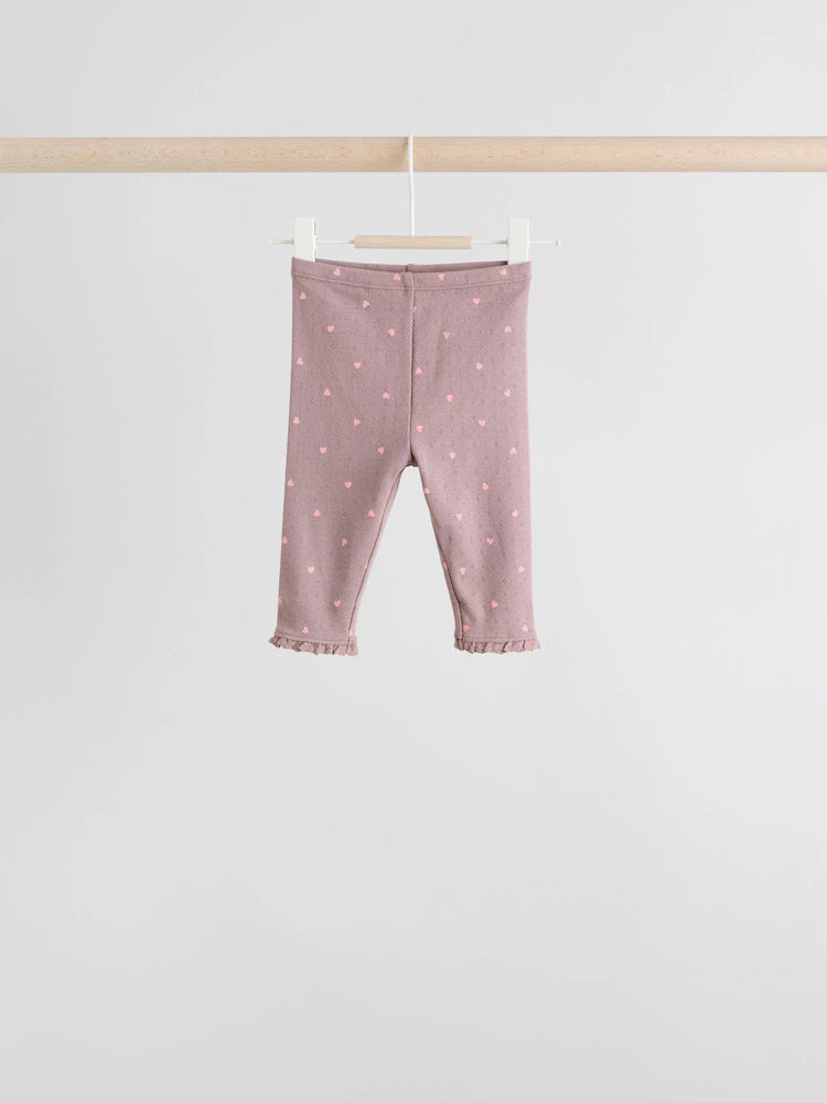 |BabyGirl| Pacote Com 4 Leggings Rosa/Marrom/Coração Para Bebês (0 meses a 2 anos)