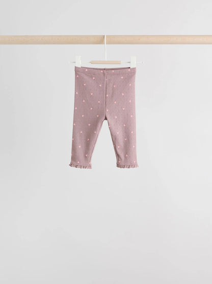 |BabyGirl| Pacote Com 4 Leggings Rosa/Marrom/Coração Para Bebês (0 meses a 2 anos)