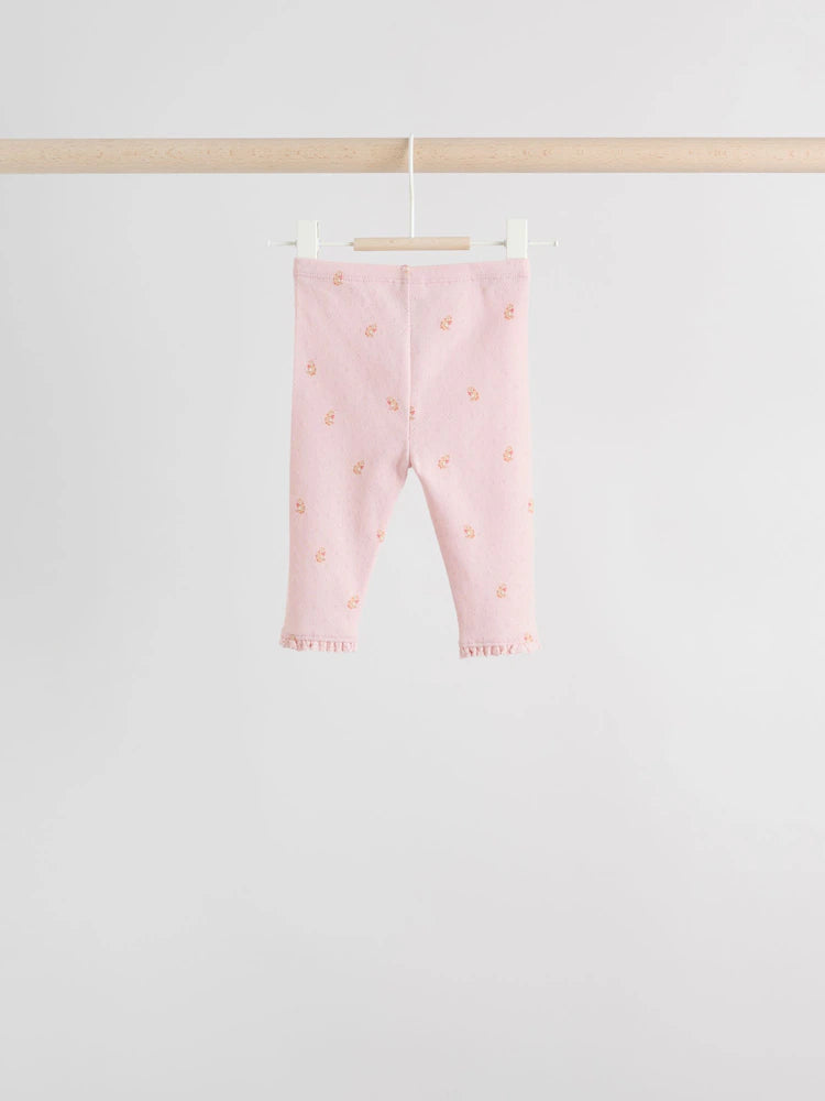 |BabyGirl| Pacote Com 4 Leggings Rosa/Marrom/Coração Para Bebês (0 meses a 2 anos)
